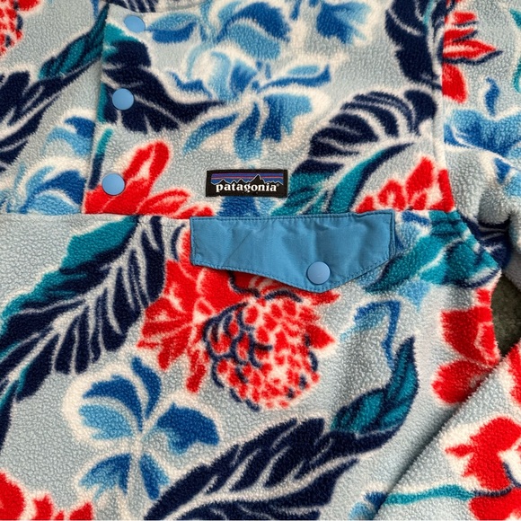 Patagonia Synchilla Snap T Fleece Pullover Blue Monoa Floral - Picture 4 of 6